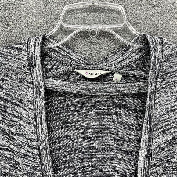 Athleta Cardigan Womens Small Gray Drape Pose Wrap Marled Open Front Knit - Picture 5 of 16